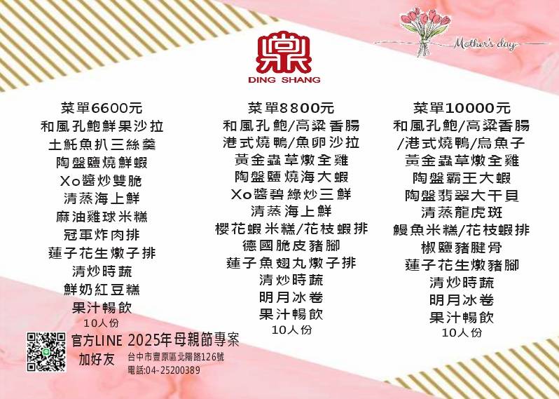 2025慶祝母親節專案 開放訂位